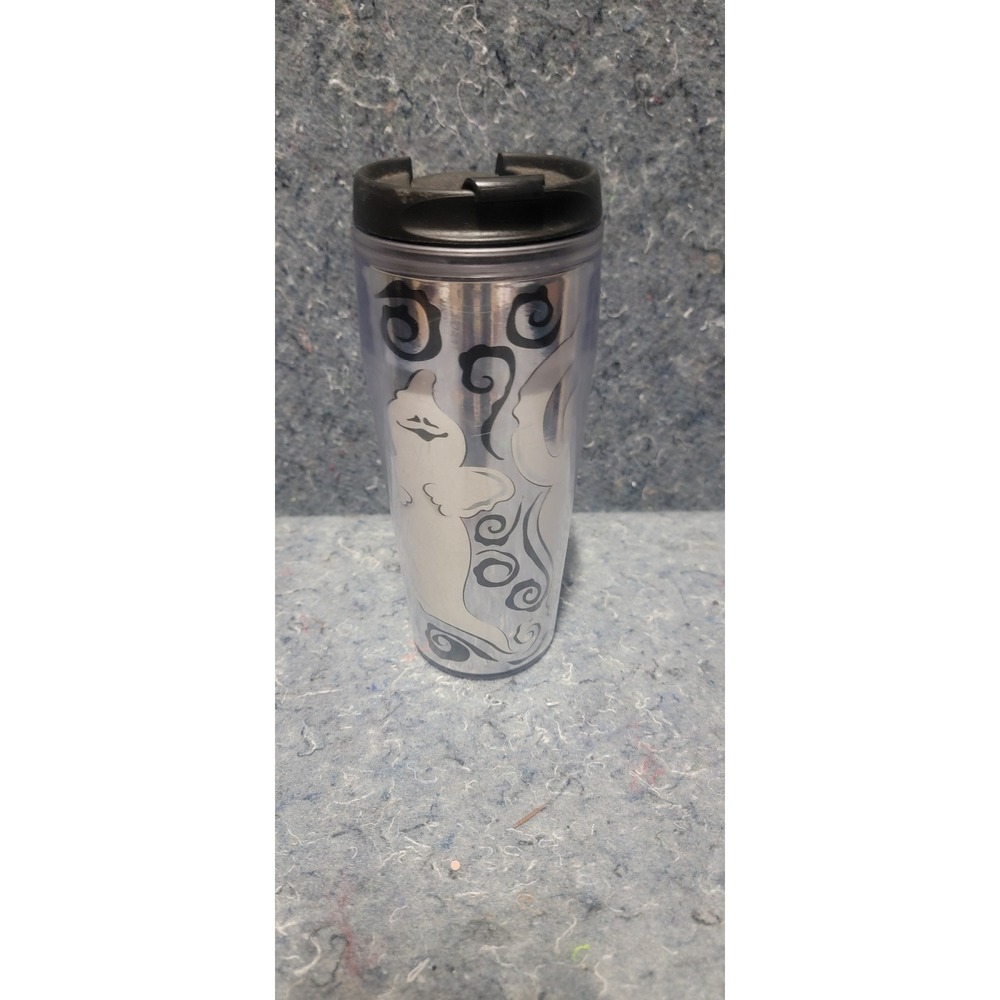 Starbucks Vintage 2005 Halloween Ghosts Booooo Tumbler‎ Sliver/White/Black 16oz